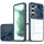 Samsung Galaxy S24 Ultra SM-S928, Műanyag hátlap + szilikon keret, átlátszó akril hátlap, kamera védelem, Wooze Trendy, sötétkék