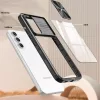 Samsung Galaxy S24 Ultra SM-S928, Műanyag hátlap + szilikon keret, átlátszó akril hátlap, kamera védelem, Wooze Trendy, sötétkék