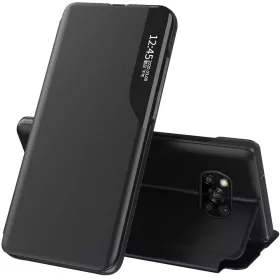   Xiaomi Redmi Note 13 Pro 4G / Poco M6 Pro 4G, Oldalra nyíló tok, stand, hívás mutatóval, Wooze FashionBook, fekete