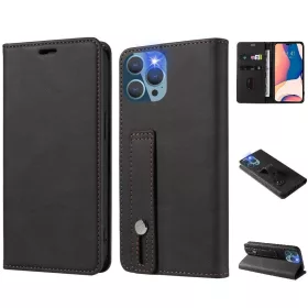   Samsung Galaxy A35 5G SM-A356B, Oldalra nyíló tok, stand, kártyatartóval, kézpánttal, Wooze Business Plus, fekete