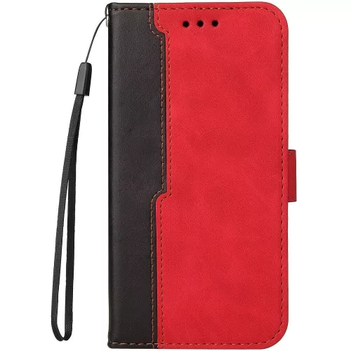 Huawei Honor 200 Pro, Oldalra nyíló tok, stand, kártyatartóval, kézpánttal, Wooze Colour Wallet, piros