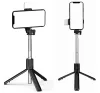 Prémium selfie bot, 19 - 70 cm, forgatható, exponáló gombbal, bluetooth-os, v4.0, tripod, világítással, R1S, fekete