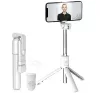 Prémium selfie bot, 19 - 70 cm, forgatható, exponáló gombbal, bluetooth-os, v4.0, tripod, világítással, R1S, fehér