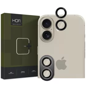   Apple iPhone 16 / 16 Plus, Kamera lencsevédő fólia, ütésálló fólia, Tempered Glass (edzett üveg), alumínium keret, Camring Pro Plus, fekete