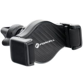   Autós tartó, univerzális, szellőzőre rögzíthető, 4 - 6.5" készülékekhez, 360°-ban forgatható, karbon minta, Forcell Carbon H-CF509, fekete