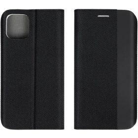   Samsung Galaxy A16 4G / A16 5G SM-A165F / A166B, Oldalra nyíló tok, stand, kártyatartóval, textil minta, Sensitive Book, fekete