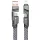 USB Type-C / USB töltő- és adatkábel 4in1, USB Type-C / Lightning, 100 cm, 3000 mA, 60W, változtatható töltőfej, törésgátló, lapos, gyorstöltés, cipőfűző minta, Forcell F-Energy C241, szürke