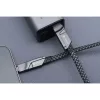 USB Type-C / USB töltő- és adatkábel 4in1, USB Type-C / Lightning, 100 cm, 3000 mA, 60W, változtatható töltőfej, törésgátló, lapos, gyorstöltés, cipőfűző minta, Forcell F-Energy C241, szürke