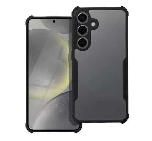 Samsung Galaxy S25 SM-S931, Szilikon tok, közepesen ütésálló, légpárnás sarok, akril hátlap, Anti-Drop Case, átlátszó/fekete