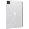 Apple iPad Pro 11 (2020 / 2021 / 2022), Műanyag hátlap töltőtok, PitaFlow vezeték nélküli töltővel, karbon minta, Pitaka MagEZ Pro Case, fehér