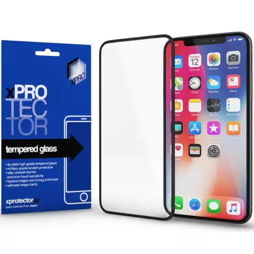 Apple iPhone 16 Pro / 17 / 17 Pro, Kijelzővédő fólia, ütésálló fólia (az íves részre is!), Tempered Glass (edzett üveg), Xprotector Full 3D, fekete