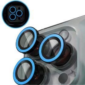   Apple iPhone 16 / 16 Plus, Kamera lencsevédő fólia, ütésálló fólia, Tempered Glass (edzett üveg), sötétben világít, Xprotector Luminous, kék