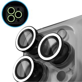   Apple iPhone 16 Pro / 16 Pro Max, Kamera lencsevédő fólia, ütésálló fólia, Tempered Glass (edzett üveg), sötétben világít, Xprotector Luminous, fehér